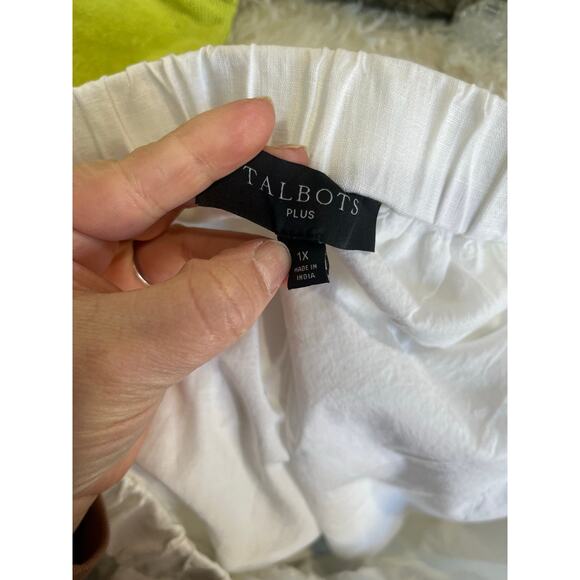 Talbots Plus Size 1X White Eyelet Midi Skirt Cotton Cottagecore Pockets - Picture 7 of 9